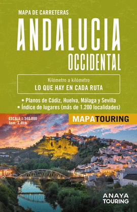 MAPA DE CARRETERAS DE ANDALUCIA OCCIDENTAL (DESPLEGABLE), ESCALA 1:340.000